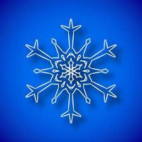 Beautiful snowflake with shadow on blue background vector