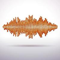 Sound waveform made of chaotic orange balls vector