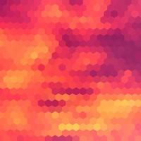 Sundown themed blurry background with hex grid vector