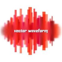 Blurred vector waveform made of transparent red lines
