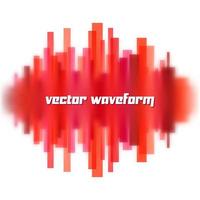 Blurred vector waveform made of transparent red lines