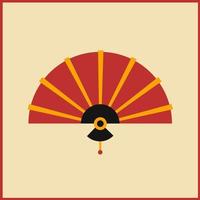 Chinese New Year Fan Glyph Icon vector