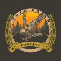 hand drawn eagle vintage logo vector