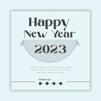 feliz año nuevo 2023 plantilla de póster de diseño de tipografía de texto vector