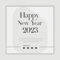 feliz año nuevo 2023 plantilla de póster de diseño de tipografía de texto vector