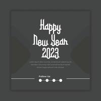 feliz año nuevo 2023 plantilla de póster de diseño de tipografía de texto vector