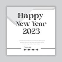 feliz año nuevo 2023 plantilla de póster de diseño de tipografía de texto vector