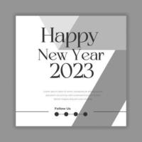 feliz año nuevo 2023 plantilla de póster de diseño de tipografía de texto vector