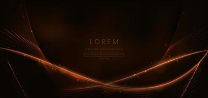 Abstract luxury curve glowing lines on dark brown  background. Template premium award design. vector