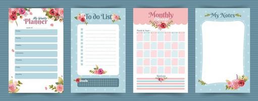 Spring Flower Theme Journal Pages vector