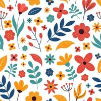 Floral Seamless Pattern with Colorful Accent vector