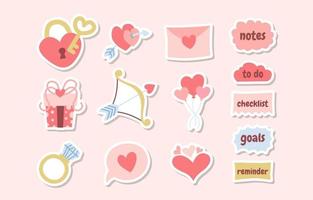 Valentine's Day Journal Sticker Doodle Collection vector