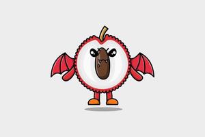 Cute mascot cartoon Lychee character as dracula vector