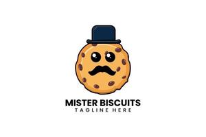 Flat modern template mister biscuits logo vector