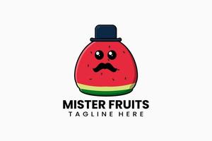 Flat modern template mister watermelon logo vector