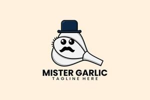 Flat modern template mister garlic logo vector