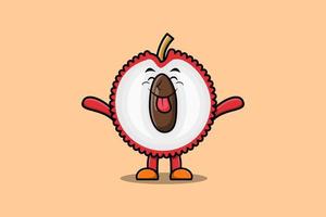 Cute cartoon Lychee with flashy expression vector