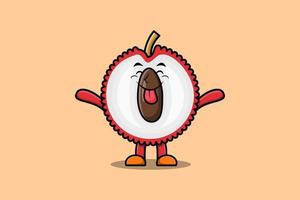 Cute cartoon Lychee with flashy expression vector