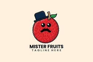 Flat modern template mister lychee fruits logo vector