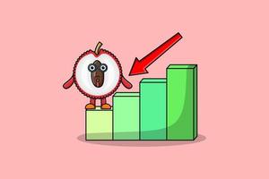 Lychee cute businessman with a inflation chart vector