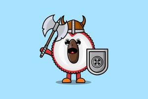 Cute cartoon character Lychee viking pirate vector