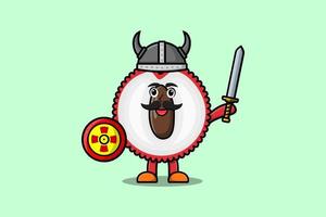 Cute cartoon character Lychee viking pirate vector