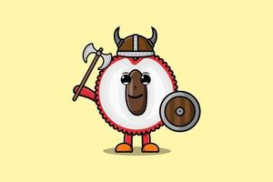 Cute cartoon character Lychee viking pirate vector