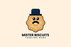 Flat modern template mister biscuits logo vector