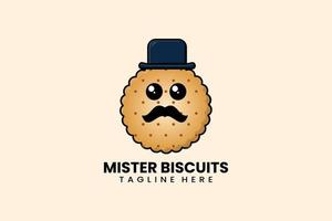 Flat modern template mister biscuits logo vector