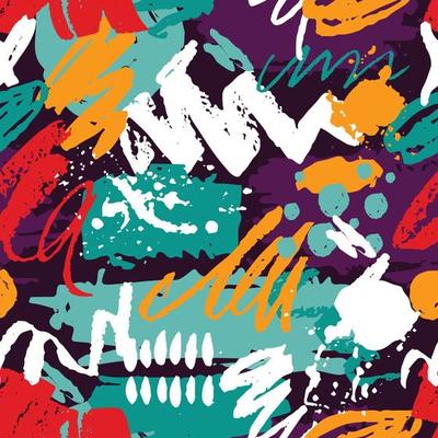 Brush Stroke Ink Splatters Grunge Seamless Pattern