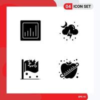 Pictogram Set of 4 Simple Solid Glyphs of analytics leaf storm cloud apple Editable Vector Design Elements