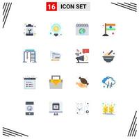 Group of 16 Modern Flat Colors Set for ring india money flag day Editable Pack of Creative Vector Design Elements