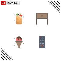 4 Thematic Vector Flat Icons and Editable Symbols of can water food household park Editable Vector Design Elements