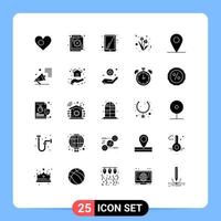 Solid Glyph Pack of 25 Universal Symbols of car tulip failure present touchscreen Editable Vector Design Elements