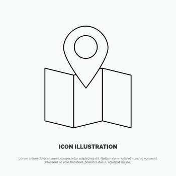 vector de icono de línea de puntero de mapa de ubicación
