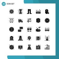 Pack of 25 Modern Solid Glyphs Signs and Symbols for Web Print Media such as connected keypad hourglass keyboard board Editable Vector Design Elements