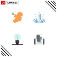 4 iconos planos universales establecidos para aplicaciones web y móviles efecto de idea mundial elementos de diseño vectorial editables móviles de agua vector