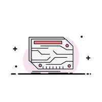 card component custom electronic memory Flat Color Icon Vector