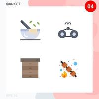 Mobile Interface Flat Icon Set of 4 Pictograms of boiling drawer restaurant holiday marshmallow Editable Vector Design Elements