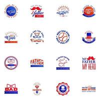 Set of fathers day 16 Blue and red design elements Editable Vector Design Elements