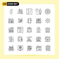 25 Creative Icons for Modern website design and responsive mobile apps 25 Outline Symbols Signs on White Background 25 Icon Pack Creative Black Icon vector background