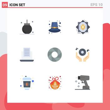 9 Universal Flat Colors Set for Web and Mobile Applications camera mail thanksgiving laptop formation Editable Vector Design Elements