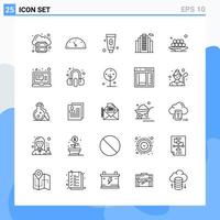 Modern 25 Line style icons Outline Symbols for general use Creative Line Icon Sign Isolated on White Background 25 Icons Pack Creative Black Icon vector background