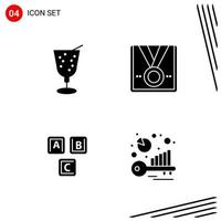 Collection of 4 Vector Icons in solid style Pixle Perfect Glyph Symbols for Web and Mobile Solid Icon Signs on White Background 4 Icons Creative Black Icon vector background