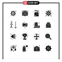 Modern Set of 16 Solid Glyphs and symbols such as atom science box chemistry valentine Editable Vector Design Elements