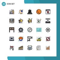 Mobile Interface Filled line Flat Color Set of 25 Pictograms of optimization development buoy cogwheels ball Editable Vector Design Elements