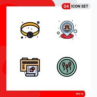 4 Creative Icons Modern Signs and Symbols of bracelet process gps map folder Editable Vector Design Elements