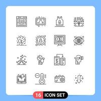 16 User Interface Outline Pack of modern Signs and Symbols of tree programming basketball programmer garments Editable Vector Design Elements