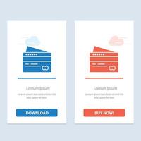pago con tarjeta de crédito pagar azul y rojo descargar y comprar ahora plantilla de tarjeta de widget web vector