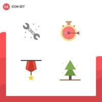 Universal Icon Symbols Group of 4 Modern Flat Icons of mechanical badge system optimization insignia Editable Vector Design Elements